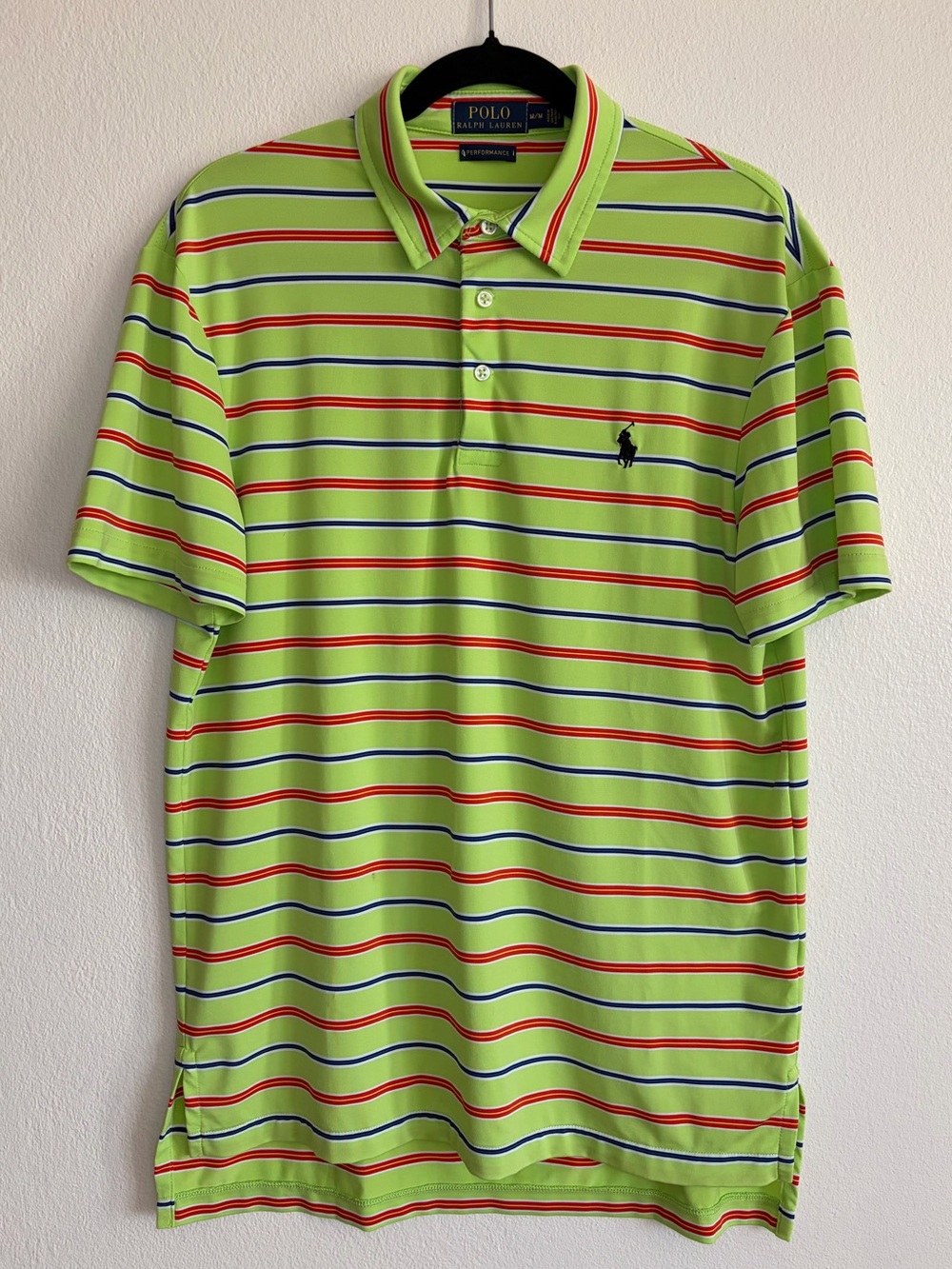 Polo Ralph Lauren Performance Lime Green Stripe Polo Shirt